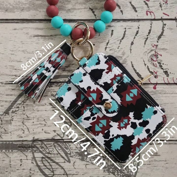 Silicone Beaded Keychain Bracelet Wristlet Key Ring Bracelet Silicone Women Bead - Picture 3 of 5